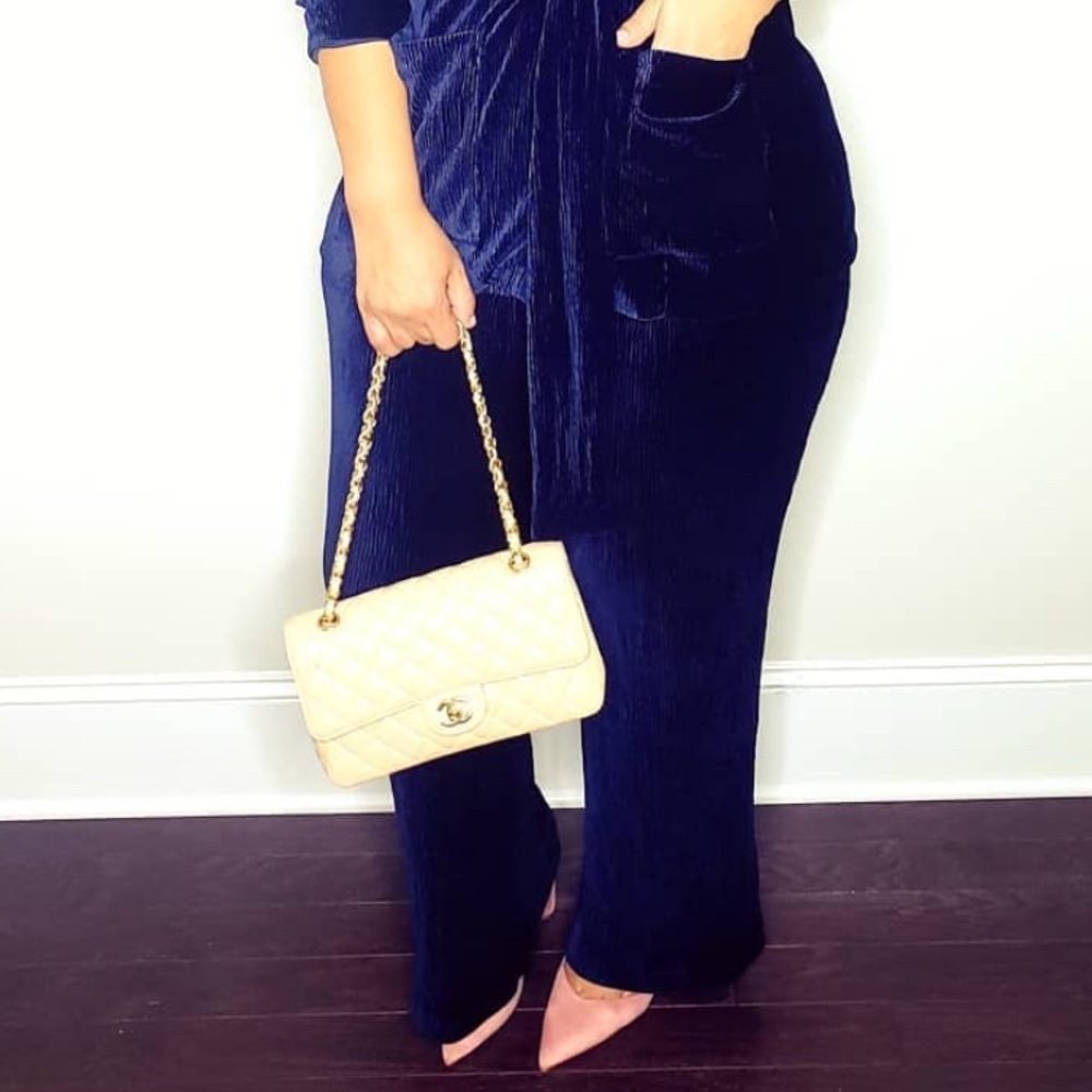 ELOQUII | Blue velvet pants. Worn once. Jacket is for sell separately.